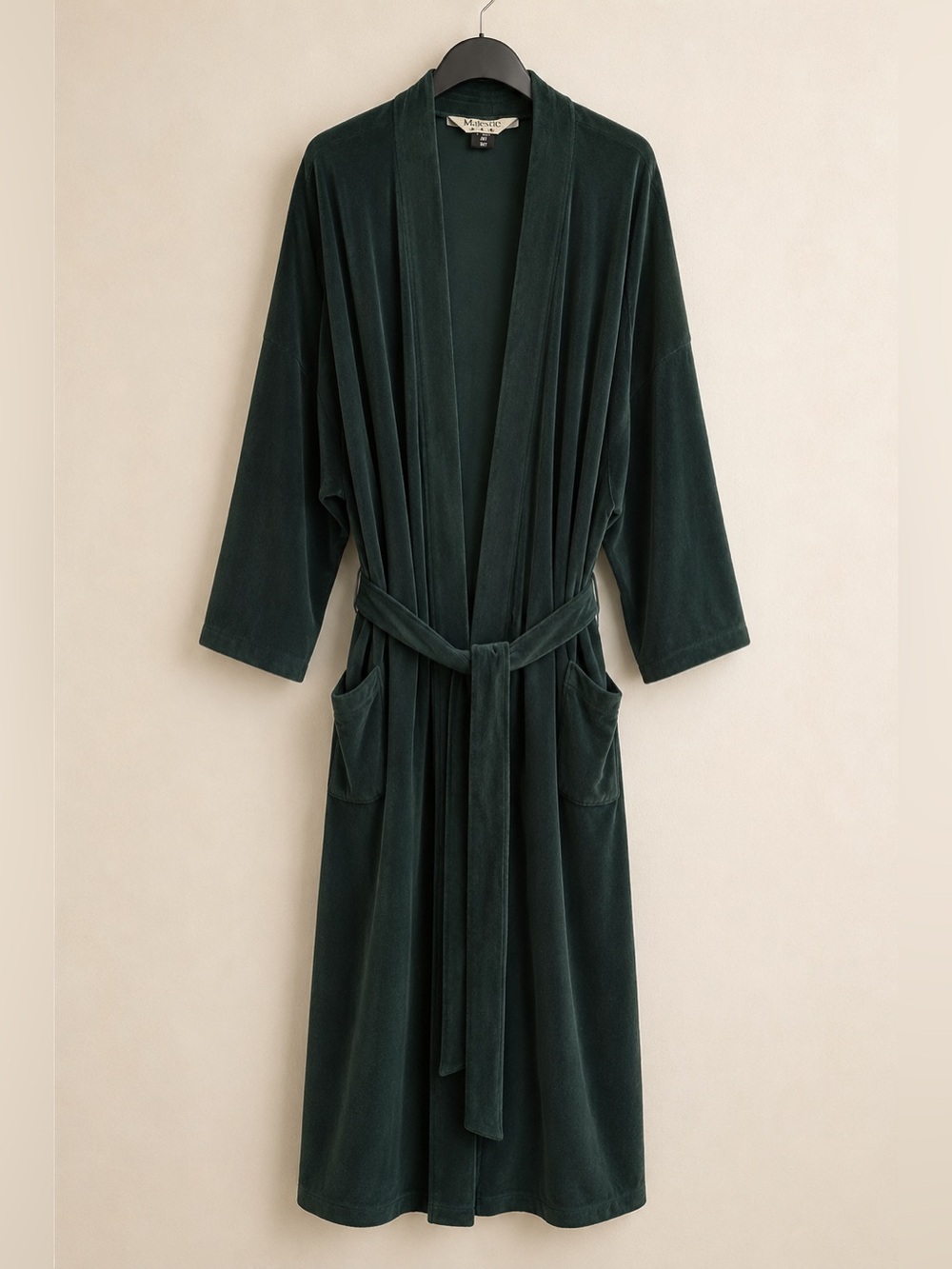 🇨🇦 Vintage Majestic Men’s 2XT/3XT Dark Green Velour Robe Made in Canada Belted